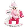 Rocking Horse Baby's 1st Christmas Girl Personalized Christmas Ornament