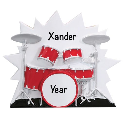 Drum set Music Personalized Christmas Ornament