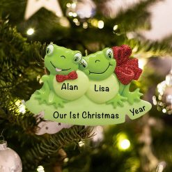 Personalized Frog Couples Christmas Ornament