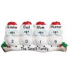 Owl Family of 4 Personalized Christmas Ornament - Blank