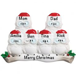 Owl Family of 6 Personalized Christmas Ornament