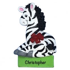 Christmas Zebra Personalized Christmas Ornament
