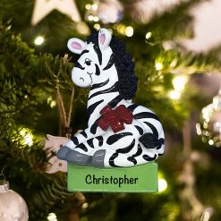 Personalized Christmas Zebra Christmas Ornament