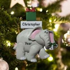 Personalized Christmas Elephant Christmas Ornament