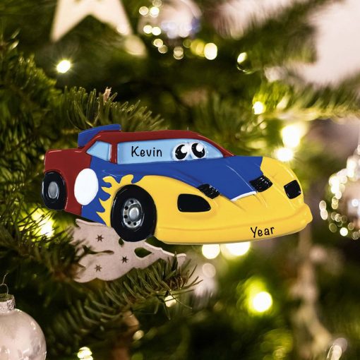 Personalized Race Car Toy Christmas Ornament
