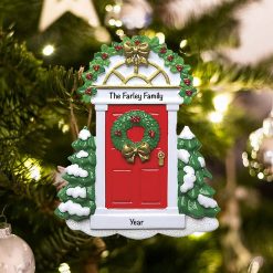 Personalized Red Door Christmas Ornament