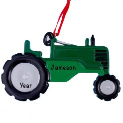 Green Tractor Personalized Christmas Ornament