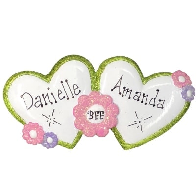 Best Friends Forever Hearts Personalized Ornament Valentine's