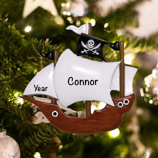 Personalized Pirate Ship Christmas Ornament