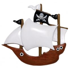 Pirate Ship Personalized Christmas Ornament - Blank