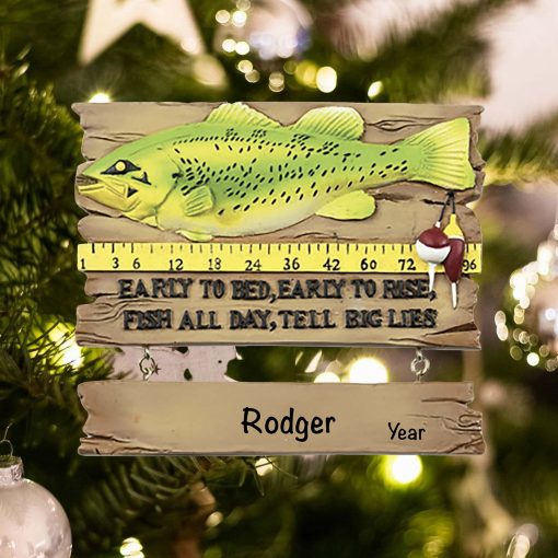 Personalized Fishing Sign Christmas Ornament