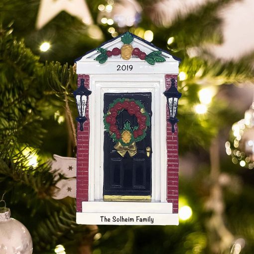 Personalized Red Brick Door Christmas Ornament