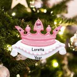 Personalized Pink Princess Crown Christmas Ornament