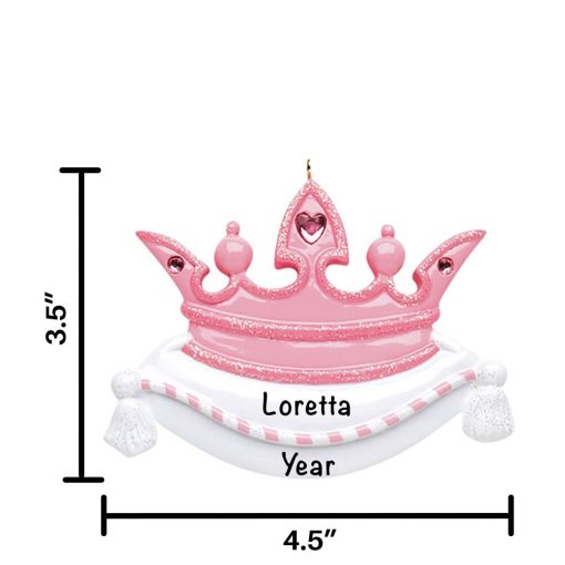 Pink Crown Personalized Christmas Ornament