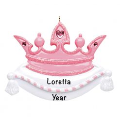 Pink Princess Crown Personalized Christmas Ornament
