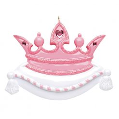 Pink Princess Crown Personalized Christmas Ornament - blank