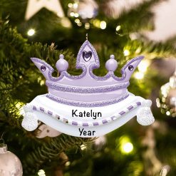 Personalized Purple Princess Crown Christmas Ornament