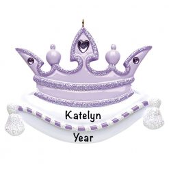 Purple Princess Crown Personalized Christmas Ornament
