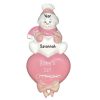 Baby's 1st Christmas Girl Sitting on Heart Personalized Christmas Ornament