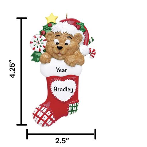 Bear in Stocking Personalized Christmas Ornament