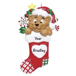 Stocking Bear Personalized Christmas Ornament