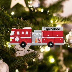 Personalized Fire Engine Christmas Ornament