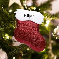 Personalized Red Glitter Stocking Christmas Ornament