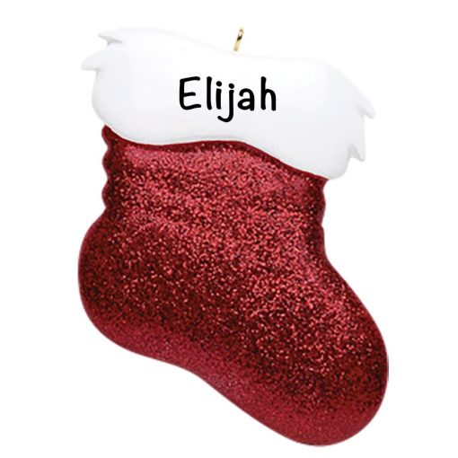 Santa Glitter Stocking Personalized Christmas Ornament