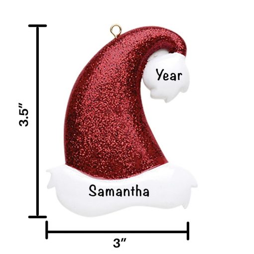 Glitter Santa Hat Personalized Christmas Ornament