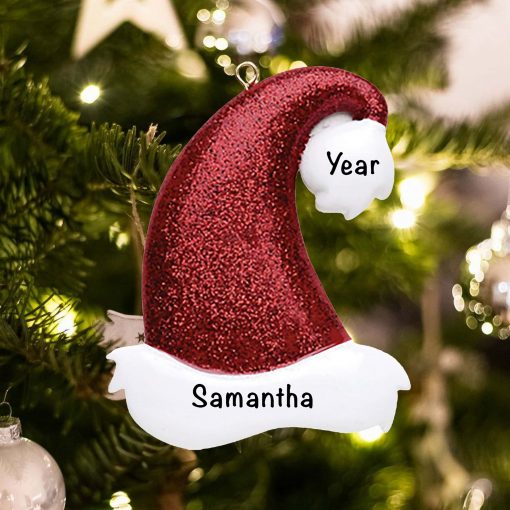 Personalized Santa Glitter Hat Christmas Ornament