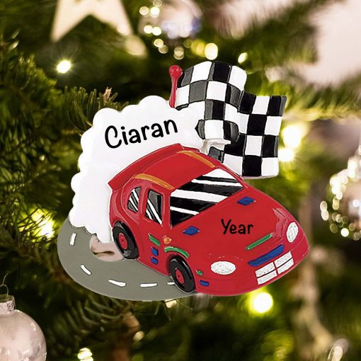 Personalized Race Car Track Christmas Ornament