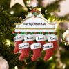 Personalized Red Stockings Mantle Family of 7 Christmas Ornament
