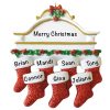 Red Stocking Mantle Family of 7 Personalized Christmas Ornament