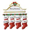 Red Stocking Mantle Family of 8 Personalized Christmas Ornament
