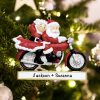 Personalized Santa Couple on Motorcycle Christmas Ornament