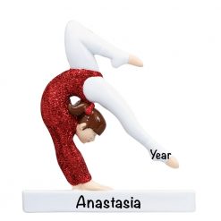 Gymnastics Girl Beam Red Personalized Christmas Ornament