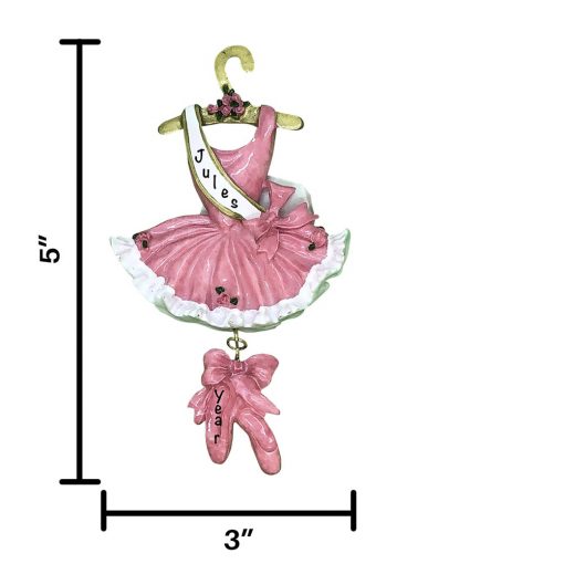 Personalized Ballerina Dress Pink Christmas Ornament