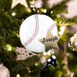 Personalized Baseball Star Christmas Ornament