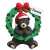 362 Black Bear Wreath Personalized Christmas Ornament