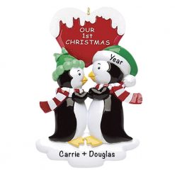 Penguin Kisses with words Personalized Christmas Ornament