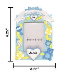 Blue Picture Frame Personalized Christmas Ornament