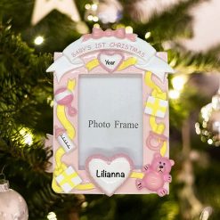 Personalized Babys First Christmas Girl Photoframe Christmas Ornament