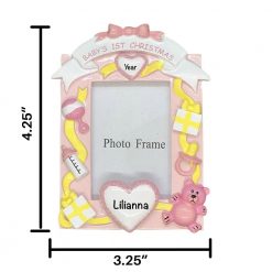 Pink Picture Frame Personalized Christmas Ornament
