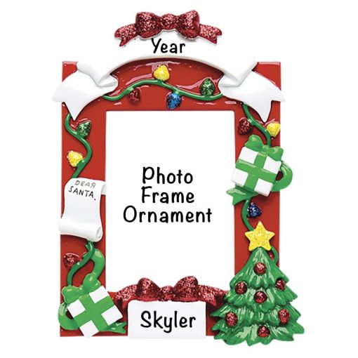 Red Photo Frame Personalized Christmas Ornament