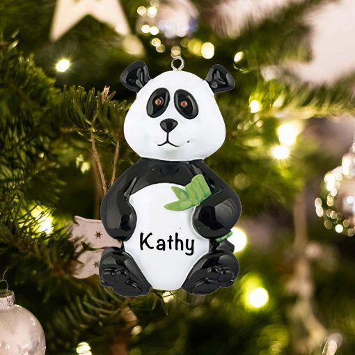 Personalized Panda Bamboo Christmas Ornament