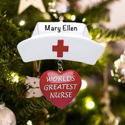 Personalized Worlds Greatest Nurse Christmas Ornament