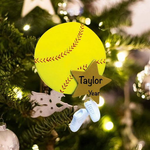 Personalized Softball Star Christmas Ornament