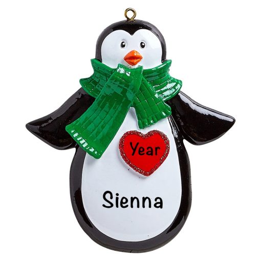 Penguin Heart Personalized Christmas Ornament