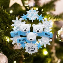 Personalized Polar Bear Family of 3 Christmas Ornament