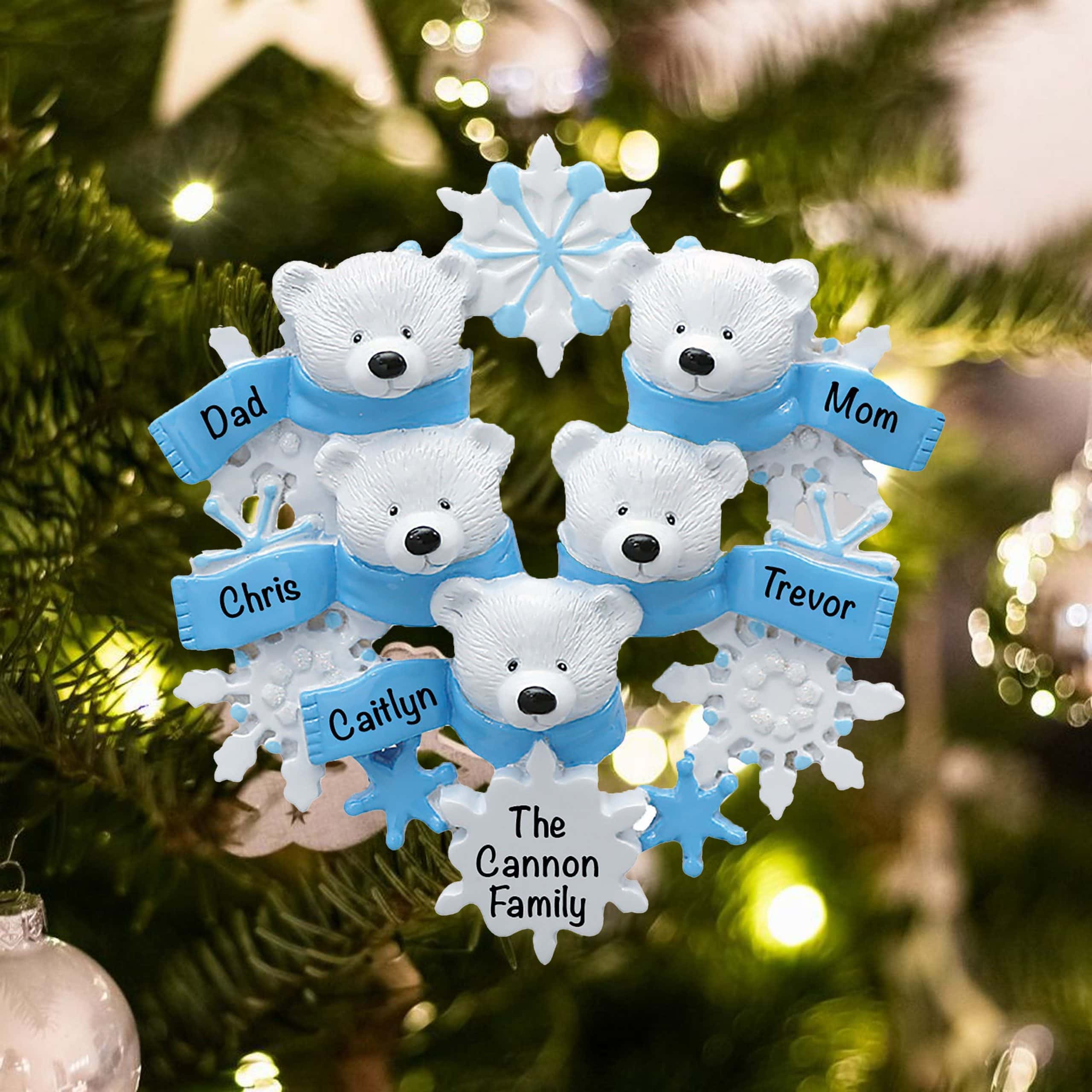 PERSONALIZED Polar Bear Family of 5 Christmas Ornament 2021 Holiday Keepsake 845583004638 